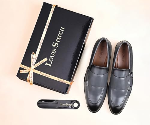 Image of LOUIS STITCH Oxford Formal Shoes for Men | Slip-on Monk Style | Office Shoes for Men | Ideal for Business, Casual, Parties | Solid Ash Grey UK Size 09 (LSRG FM)