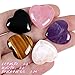 5 PCS Crystals Natural Heart Pocket Stones Polished Rose Quartz Amethyst Assorted Healing Crystals Palm Love Shaped 0.8