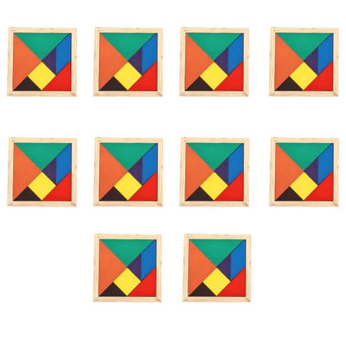 YceLon Tangram Lot de 10 petits cadeaux en bois Tangram pour enfants, idéal pour l'école et la crèche, jouets éducatifs à partir de 4 ans