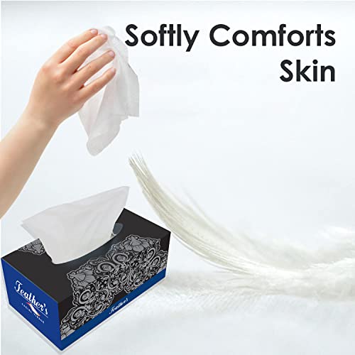 Image of Feather's Face Tissue Box (Dry) | 2 Ply, 200 Pulls per Box, Pack of 4 | Super Soft & Absorbent Facial Tissue Box | Facial Tissue Papers | Virgin Paper, Biodegradable (Random Color Box)
