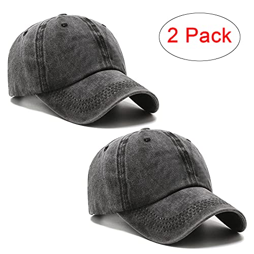 Image of PFFY 2 Packs Vintage Washed Distressed Baseball Cap Golf Dad Hat for Men Women