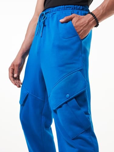 Image of Bewakoof Men's Fleece Super Loose Fit Joggers|Bewakoof Heavy Duty 1.0 | Track pants for man | Lower for man | Trouser for men | Baggy trackpants for men | Multipurpose | Mens Lower Activewear | Utility Pockets | Lightweight & Flexible Elastic Waist | Casual Joggers | Loose Fit