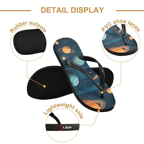 Womens Flip Flops Space PlanetsNon-Slip Casual Beach Slippers Rubber Sandals214B31122
