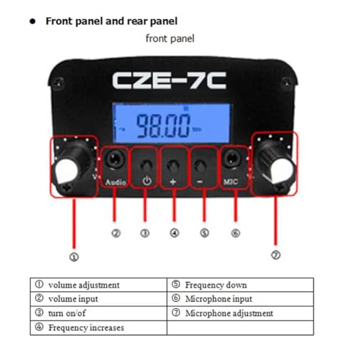 Transmisor de radio FM con potencia dual regulable 1W y 7W para estaciones locales 2