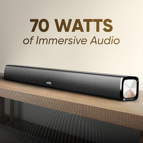 Image of Mivi Nex 70 [New Launch] Wireless Bluetooth Soundbar, 70W Soundbar, 2,2 Channel Nex PowerStage Technology, Bluetooth v5.1, Signature Sound, Deep Bass, AUX USB Coaxial Inputs