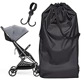 Belligern Pram Bag for Airplane with Shoulder Strap Pushchair Bag Water Proof Stroller Travel Bag and Stroller Hook for Airplane Portable Pram Bag for Airplane Suitable for Baby Strollers (Black)