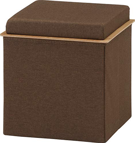 不二貿易 収納スツール 折りたたみ 幅38×奥行38×高さ40cm ブラウン 耐荷重80kg ボックススツール プット 15362