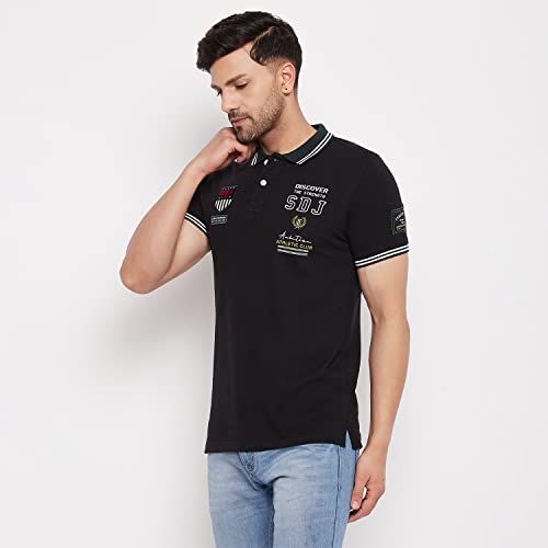 Image of Duke Stardust Men Polo Neck Half Sleeve Cotton T-Shirt (LF5855 Black XXL)