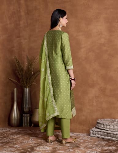 Image of Amazon Brand - Myx Women Embroidered Kurta Set with Designer Dupatta (Available in Plus Sizes)