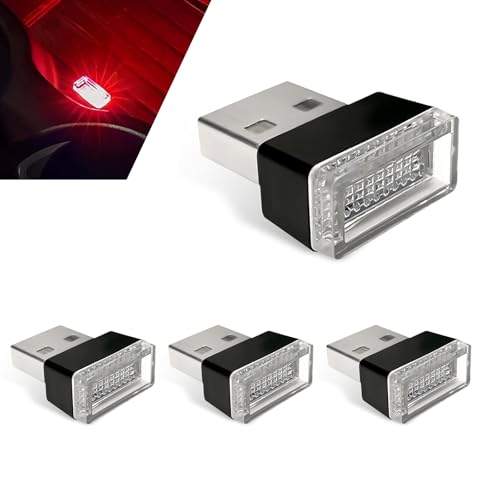Lámpara LED interior ambiente USB para auto, 4 piezas miniatura 2