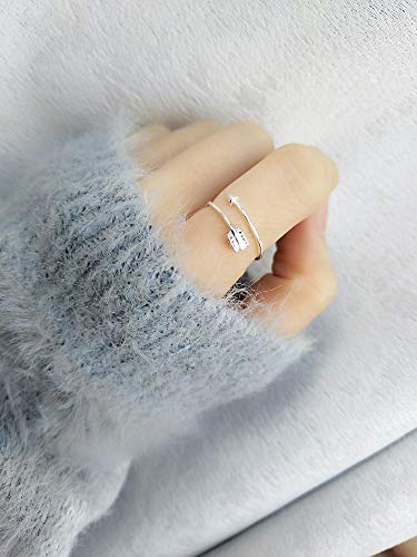 NewZenro Love Arrow Sword Asymmetric Wrap Open Rings for Women Adjustable Minimalist Small Thin Sterling Silver Engagement Statement Promise Finger Knuckle Rings for Her4