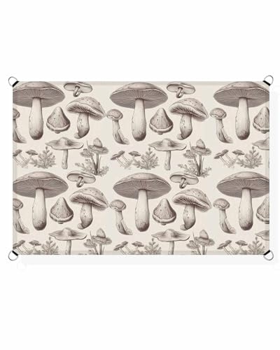 Boanket Sun Shade Sail 14' x 18', Mushroom Large Heavy Duty Outdoor Shades Sun Screen, Farmhouse Retro Khaki Mushroom Shade Cloth for Patio Deck Terrace Garden Lawns Beach Backyard