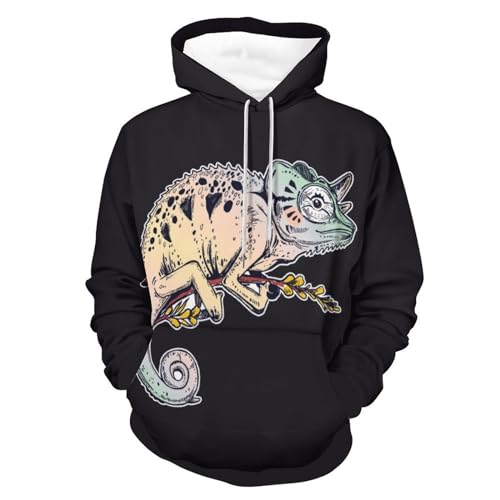 Sweatshirt pull UMENG fini les hauts inconfortables avec ce hoodie lézard S