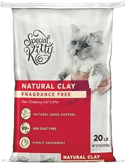 Non-Clumping Unscented Natural Clay Litter, 20 Lbs - This Non-clumping Clay Litter is Fragrance Free and Highly Absorbent to Control Odors Naturally and Keep Your Surroundings Pleasant