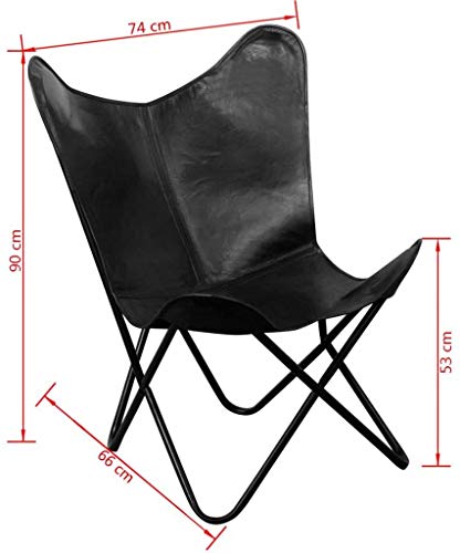 Shy Shy Let's Touch The Sky Leather Butterfly Chair Black Living Room Chair Accent Chairs Armless Chair Leather Chair With Black Metal Base (Iron Frame With Black Cover) #TOP4