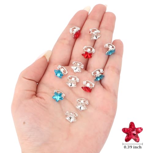 30 pinzas pequeñas con estrellas de strass rojo blanco azul miniatura 6