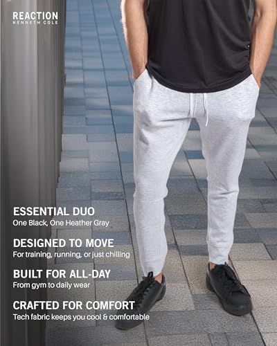 Kenneth Cole REACTION Stretch Scuba Knit Tapered Sweatpants for Men 2-Pack, Active Mens Joggers with Pockets Pack of 22