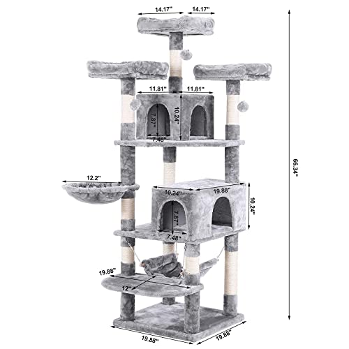 Bewishome Large Cat Tree Condo Bundle With Round Cat Tower With Sisal Scratching Posts Perches Houses Cat Furniture Kitty Activity Center Kitten Play House Mmj14L18L #TOP7
