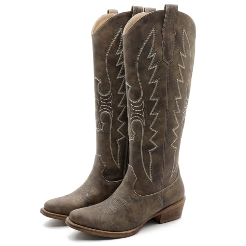 GLOBALWIN Women's Knee High Brown Cowboy Boots Size 6M - image 1