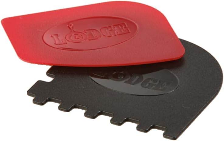 Cast Iron Grill Scraper Combo, 2 Pack, Red and Black | Durable Grill Scraper Set for Cleaning Cast Iron Grill Pans, Grates & Cookware Surfaces, Red and Black