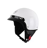 Wangenpolster herausnehmbar BHR 94125 Motorrad Helm Demi-Jet mit Schild 803, Weiß, L