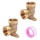 2pcs Wandscheibe 1/2 Zoll, Robuster 90° Rohranschluss Fitting mit Innengewinde, Wandscheibe mit Dichtungsband, 1/2 Zoll Winkel 90 Grad Geeignet für Wasserleitungen, Heizkörper, Sanitärsysteme