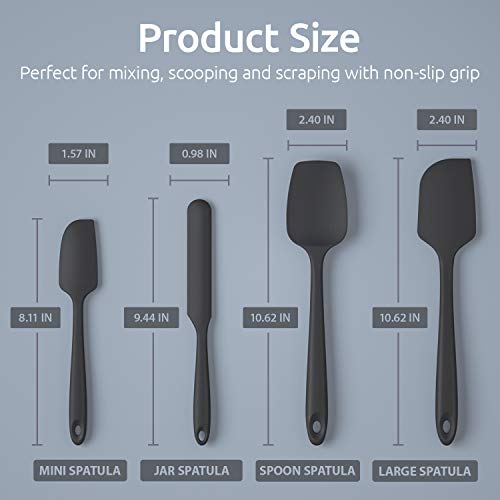 U-Taste Silicone Spatula Set with 600 Degrees Fahrenheit Heat Resistant (Black)