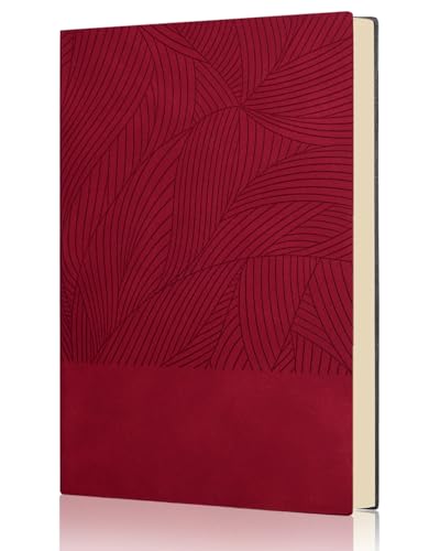 Carnet de notes pour la prise de notes fluide, 240 pages lignées A5 en cuir rouge