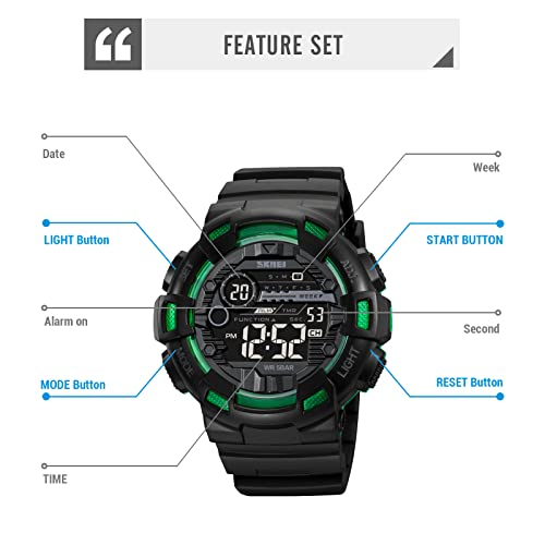 Image of FANMIS Mens Digital LED Sports Watch Military Multifunction Dual Time Alarm Countdown Stopwatch 12H /24H Time Backlight 164FT 50M Waterproof Calendar Month Day Date Watch