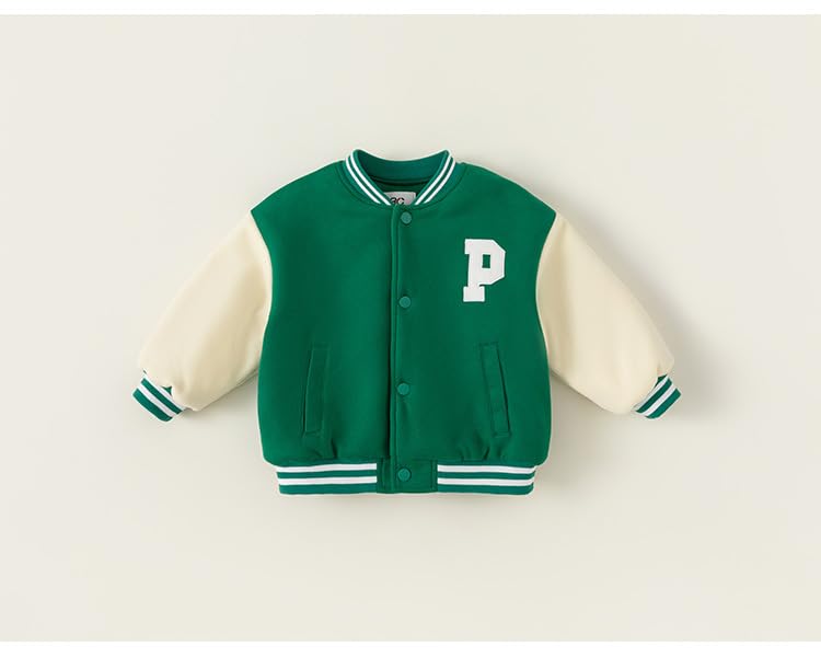 Toddler Boys Casual Padded Letters Printed Button Jacket Fashion Spring Winter Block Color Pockets Sweatshirt Coat2