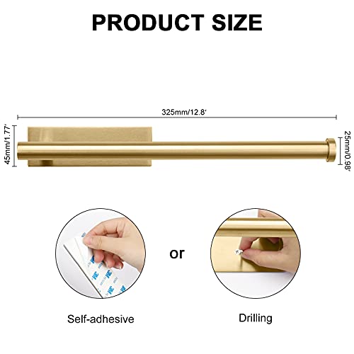 Jeasor Paper Towel Holder Under Cabinet - Self Adhesive Or Drilling Toilet Paper Towel Rack For Kitchen Bathroom, Sus304 Stainless Steel, Wall Mounted (Gold) #TOP5