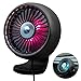 Ventilateur de refroidissement USB pour grille d'aération de voiture avec lumière colorée/ventouse, mini climatiseur de voiture, noir