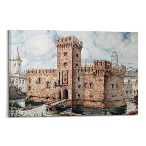 Château Vintage Peinture Déco Salon Cadre JIDUHON Poster Toile 20 x 30 cm