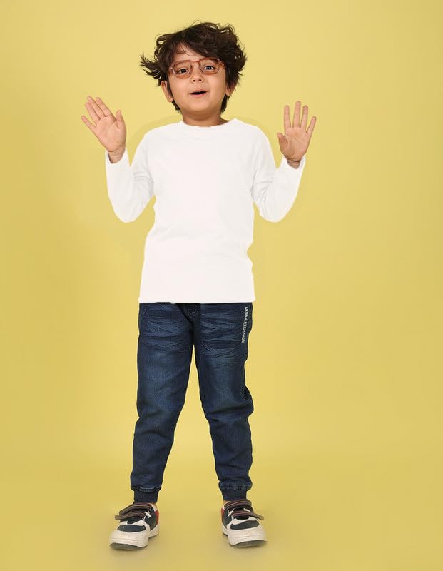 Image of Nusyl Boys Solid Cotton Blend Tshirts - Soft & Comfortable Full-Sleeves T-Shirts | Casual Wear for Kids & Teen Boys | Full Sleeves T-Shirts |- NUBCTSF001-PO2-1
