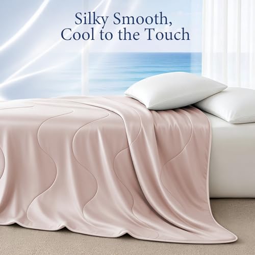 Image of Cooling Comforter for Hot Sleepers, Queen 90x90, Pink | Cooling blanket feel, Q-Max >0.4 cool touch, double-sided cooling, Sorona fill, for night sweats, lightweight & breathable