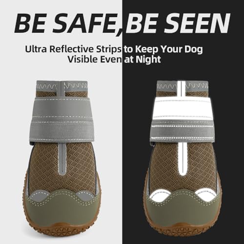 Dog Shoes for Large Dogs, Medium Dog Boots & Paw Protectors for Hardwood Floors, Outdoor Dog Booties for Hot Pavement Winter Snow Hiking, Breathable Dog Shoes with Reflective Strips Size 3 Dog Shoes for Large Dogs, Medium Dog Boots & Paw Protectors for Hardwood Floors, Outdoor Dog Booties for Hot Pavement Winter Snow Hiking, Breathable Dog Shoes with Reflective Strips Size 3