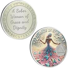 Imasoner 4 Year Sobriety Coin for Women, Recovery Medallion Token, Sobriety Gift for Her, AA NA Meeting Anniversary Chip, Inspirational Sober Reminder, Elegant in Sobriety Grace and Dignity Keepsake