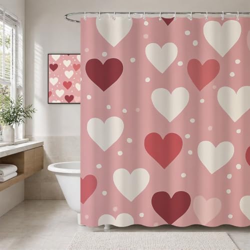 Rideau de douche 140x180 rose en polyester avec ourlet lesté et 12 crochets - 3