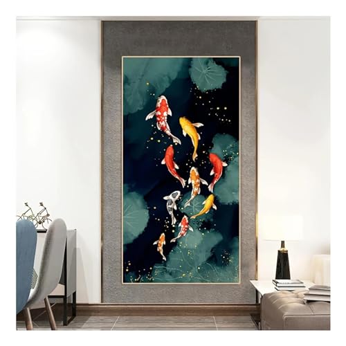 Tableau abstrait poisson Koi en impression sur toile de qualite decoration murale