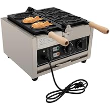 Commercial Taiyaki fish Waffle Maker, 1.5KW Taiyaki Fish Waffle Maker, 3-slot Waffles Making Machine with Intelligent Control & Insulated Handles for Fast Food Restaurants Tea Restaurants