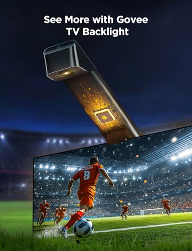 Govee TV Backlight 3 Lite with Camera Fisheye Correction, 2.4m for 40-50 Inch TVs, RGBICW TV LED Backlight, 4-in-1 Beads, WiFi, Work with Voice Assistant Alexa&App Controls - 3