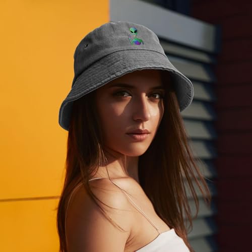 Trippy Alien Color Bucket hat - Cotton Sun hat - Unisex3