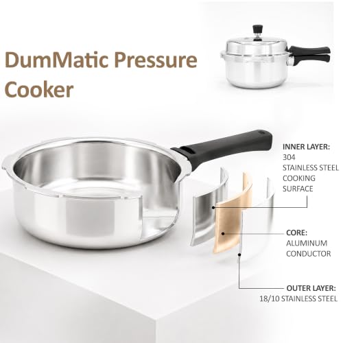 Image of SOLARA Triply Outer Lid Pressure Pan 2 Litre | 3-Ply Stainless Steel | Induction & Gas Compatible | Uniform Heat Distribution | ISI Certified | Silver