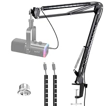 Professional Designs - Black suspension FIFINE AM8 boom arm hold your mic in any position you want. No sag, just rock solid. Easy to Adjustment and Position - The FIFINE AM8 microphone boom arm Rotates 360 degrees and a two axis swivel mount for givi...