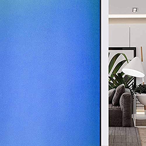 Image of HOME13 Sky Blue Frosted Privacy Window Film Non Adhesive Sun Blocking Heat Control Frosted Glass Sticker for Home, Office, Bathroom (24x80 Inches, Sky Blue Frosted)