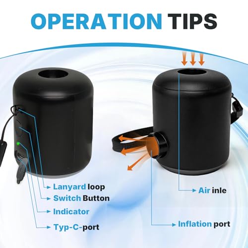 Pompe à air électrique rechargeable 4000 Pa pour matelas et camping noir - 5