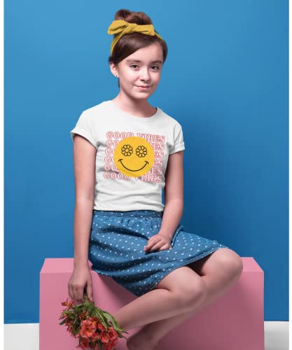 MISS POPULAR Girls 4-Pack Super Soft Short Sleeve T-Shirts Rainbow Butterfly Glitter Print Cute Design| Sizes 7-162