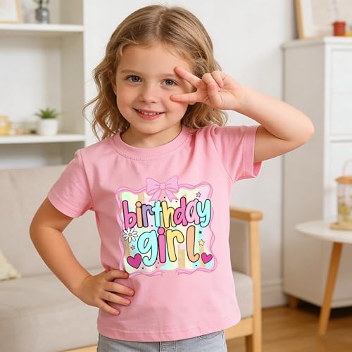 Image of Birthday Girl Shirt 2nd 3rd 4th 5th 6th 7th Girls Birthday T-Shirts Toddler Mermaid Unicorn Cotton Short Sleeve Tee Tops