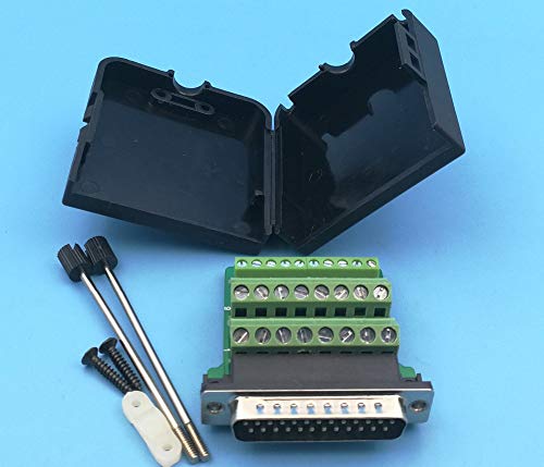 Davitu 10Pcs DB25 Male 25Pin D-Sub Connector Solderless Terminal Board Plastic Cover Screw
