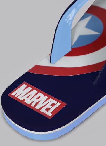 Image of Kidsville Official Marvel Comics Captain America Printed Boys Blue Flip-Flop | Soft, Non-Slip, Indoor, Outdoor, House Slipper, Comfortable & Durable Footwear for Children